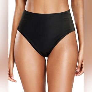 High Cut High Waisted Black Bikini Bottom with Tummy Control Size Large NWT